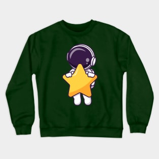 Cute Astronaut Flying With Star Cartoon Crewneck Sweatshirt